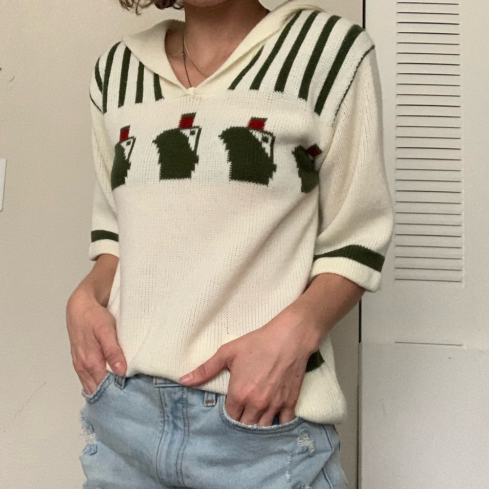 Vintage Sailor-Style Tunic Sweater